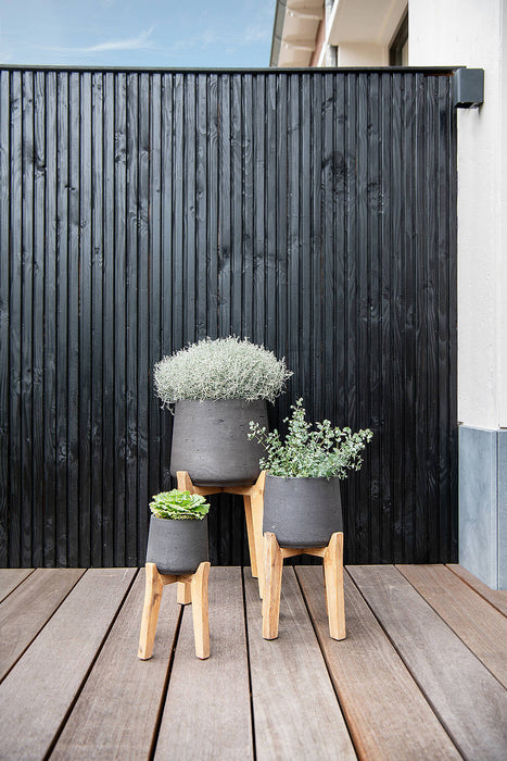 Pottery Pots Patt XXL (Feet High), Black Washed Ø28,6 cm