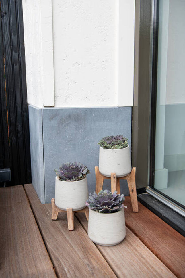 Pottery Pots Patt XL (Feet high), Grey Washed Ø19cm