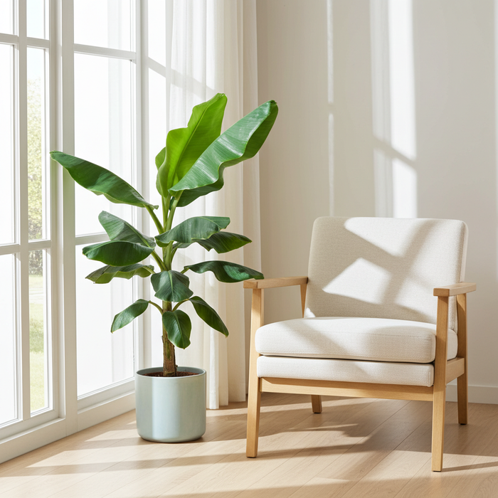 Bananenplant (Musa) inclusief Ocean Round atlantisch blauw - ↕100cm - Ø22cm