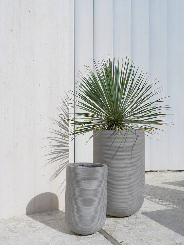 Pottery Pots Cody high L, Dark Grey Ø37 cm (horizontaal geribbeld)