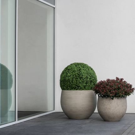 Pot de fleurs Jumbo Orb Beige Délavé - XS - D69 x H57 - Pot en céramique | Pot de fleurs aspect béton