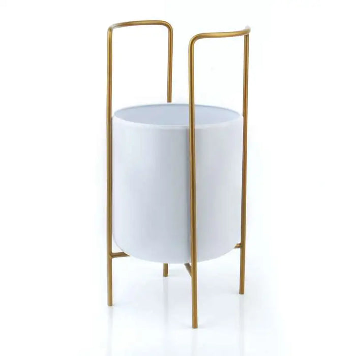 MONDIAN Plantenpot met standaard - Wit/goud - 20x20x54cm