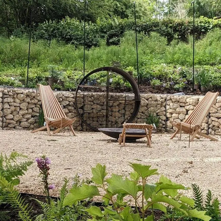 Boîte de rangement ronde en acier Corten et bois 100 x 40 cm
