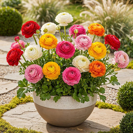 Bulbes de fleurs - Renoncules mélangées - Couleurs variées - 40 bulbes - Calibre 5/6 - Paquet XXL