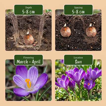 100x Crocus Ruby Giant - Bloembollen - Krokus - Paars - Verwilderingsbol - Bolmaat 5/+