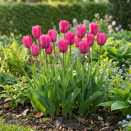 30x Tulipa Triumph Pink - Bloembollen - Triomftulp - Roze - Voorjaarsbloeier - Bolmaat 11/12