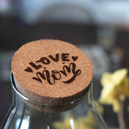 LOVE MOM' Terrarium Drop XL + Engraved Cork - Bottle Terrarium DIY Kit – Ø 24 cm ↑ 37 cm - Mother's Day