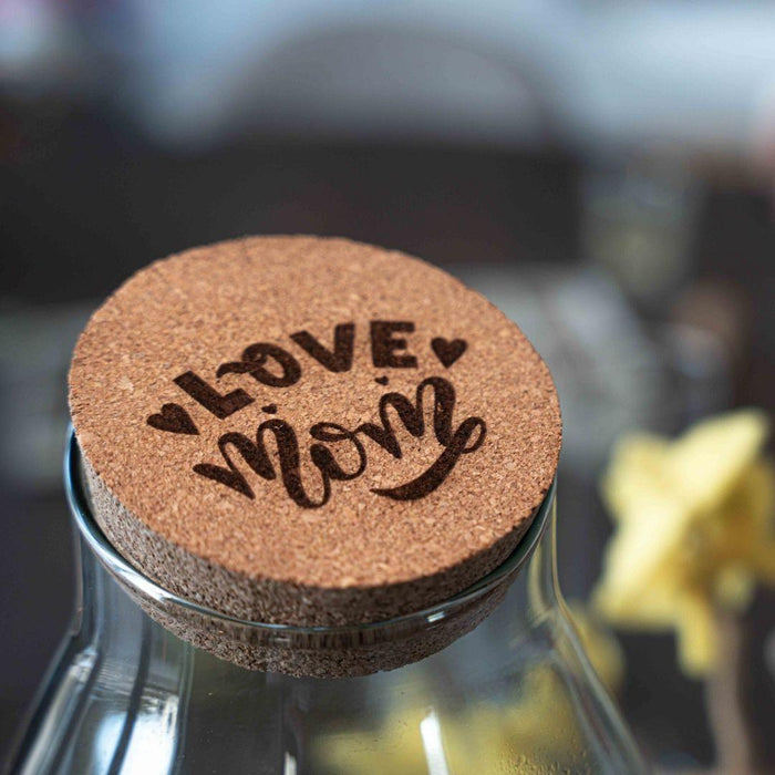 'LOVE MOM' terrarium Drop XL + gegraveerde kurk - Fles terrarium DIY kit – Ø24cm - ↕37cm - Moederdag