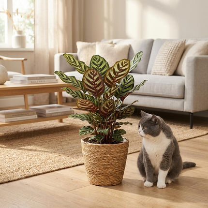Calathea Makoyana - Pfauenpflanze - mit Korb - ↕70cm - Ø19cm