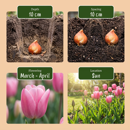 250x Bulb Garden Pink - Bloembollen - Bollentuinroze - Diversen - Zomerbloeier - Bolmaat 10/12