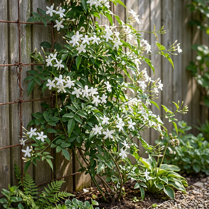 Jasminum officinale - Echte jasmijn 6x - Wit - Klimplant - Ø9cm - ↕35cm