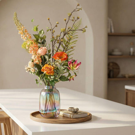 Kunstbloemen boeket - Amber Peach Deluxe - Real Touch - 12 stelen - ↕105 cm