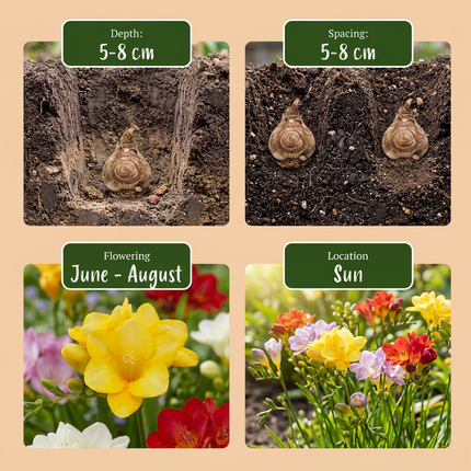 80x Freesia Double Mix - Bloembollen - Dubbele fresia - Diversen - Snijbloem - Bolmaat 5/+