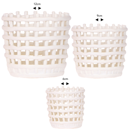 Kolibri Company | Combi deal | Mesh White sierpotten – set 6cm + 9cm + 12cm