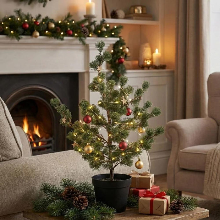 Kunstkerstboom | Dennenboom (Cedar Pine) 80 cm – Kunstplant in pot