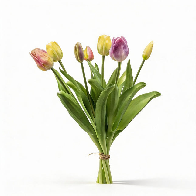 Tulip Bouquet - Soft Spring - ‘Real Touch’ Artificial Tulips - 7 stems – 42 cm
