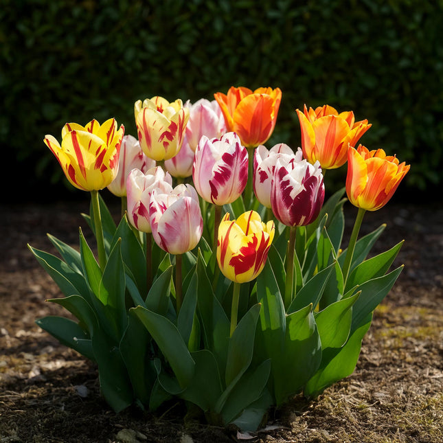 Bulbi da fiore - Mix di tulipani Flaming Beauty - Vari colori - 15 pezzi - Misura bulbo 11/12 - Confezione XXL