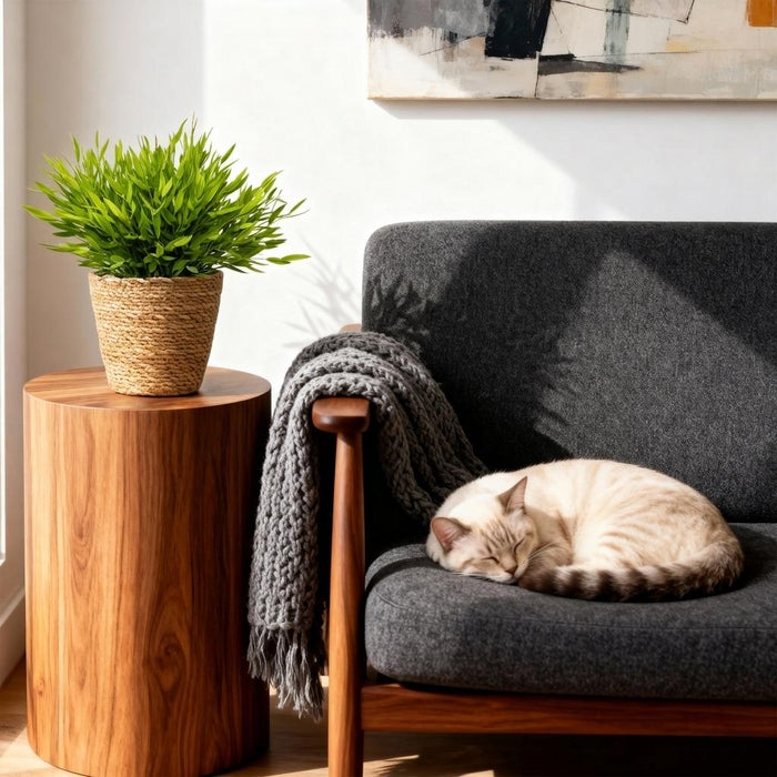 Bamusa Pogonatherum Monica - Bamboegras - met Mand - ↕20cm - Ø12cm - 2x