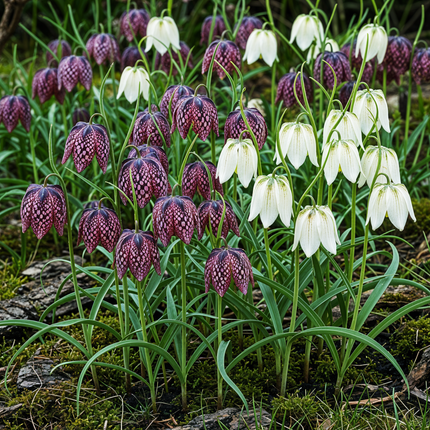 Bulbes de fritillaire (Fritillaria meleagris Mix) - Violet et blanc - 30 bulbes - Calibre 6/7 - Paquet XXL