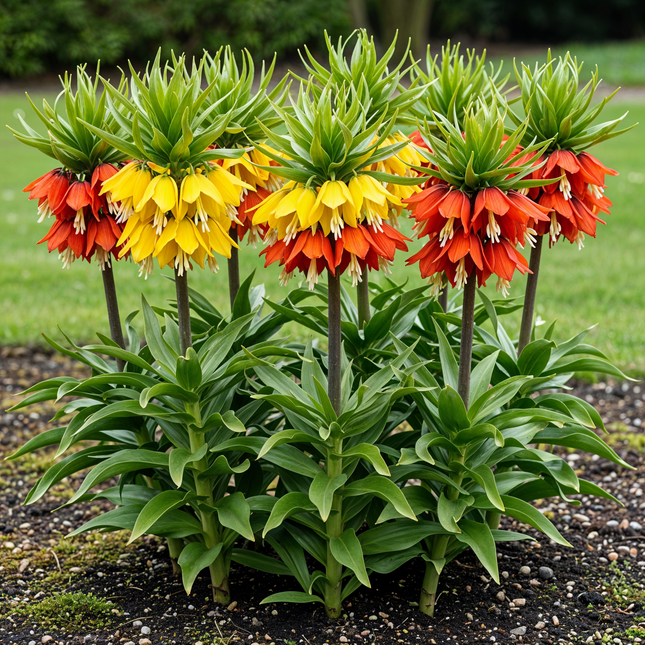 Bulbi da fiore - Mix di Fritillaria Imperialis - Colore giallo e arancione - 3 pezzi - Dimensione bulbo 18/20 - Confezione XXL