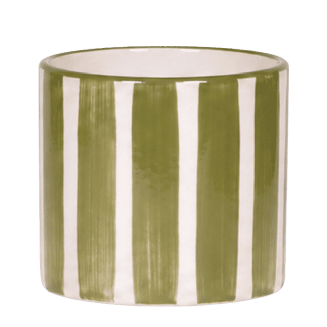 Kolibri Home | Painted Stripe sierpot - Groen - Ø12cm