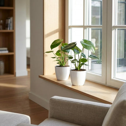 Monstera Deliciosa - Gatenplant - met Potter Wit - Pot 12cm - Hoogte - 30cm