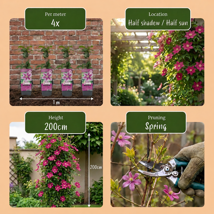 Clematis Piilu - Bosrank 6x - Wit - Roze - Klimplant - Ø9cm - ↕35cm