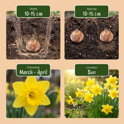 30x Narcissus Carlton - Bloembollen - Gele narcis - Geel - Voorjaarsbloeier - Bolmaat 12/14