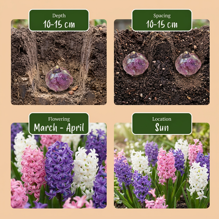 20x Hyacinthus Pastel mix - Bloembollen - Pastel mix hyacint - Pastel - Voorjaarsbloeier - Bolmaat 14/15