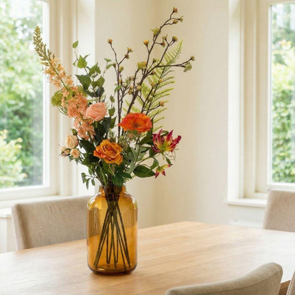 Kunstbloemen boeket - Amber Peach Deluxe - Real Touch - 12 stelen - ↕105 cm
