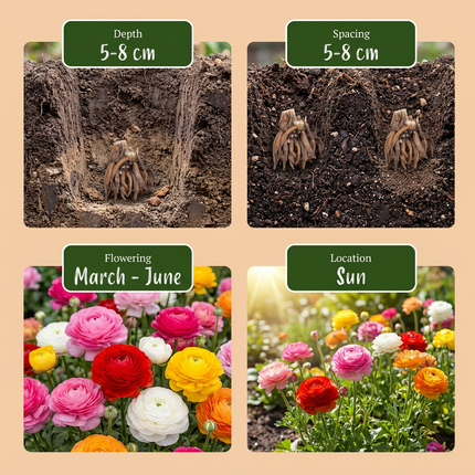 160x Ranunculus Mix - Bloembollen - Ranonkel Mix - Diversen - Zomerbloeier - Bolmaat 5/6