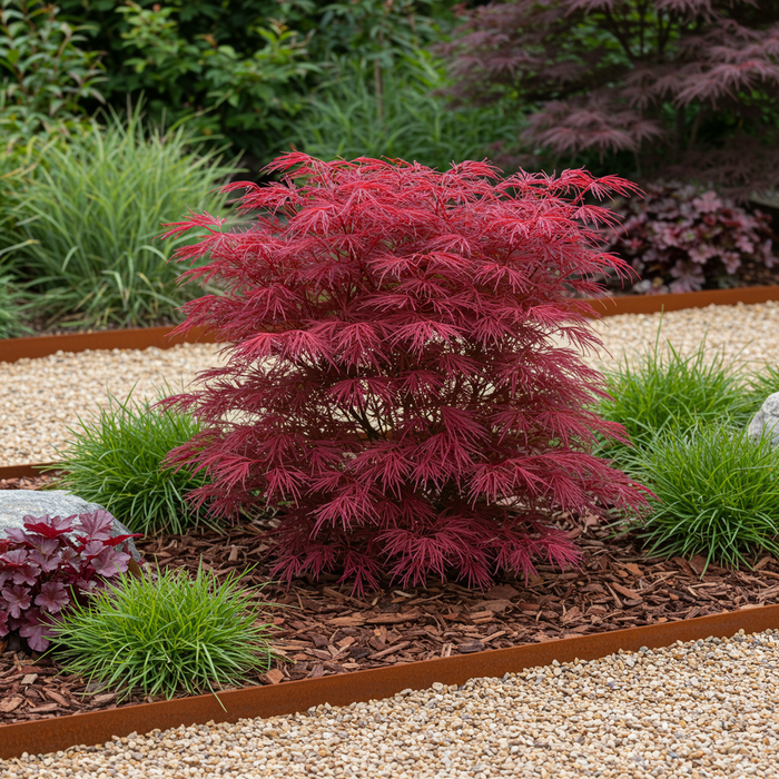 Terrasplant - Japanse Esdoorn - Acer palmatum Skeetsers Broom - Paars - 2 Planten - Bladverliezend - ↕70cm - Ø19cm