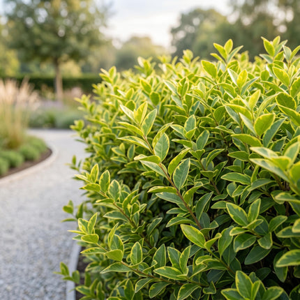 Ligustrum ovalifolium Aureum - Bontbladige Liguster - 24x Haagplanten - Groenblijvend - Bont - Pot 9cm - Hoogte 35-45cm