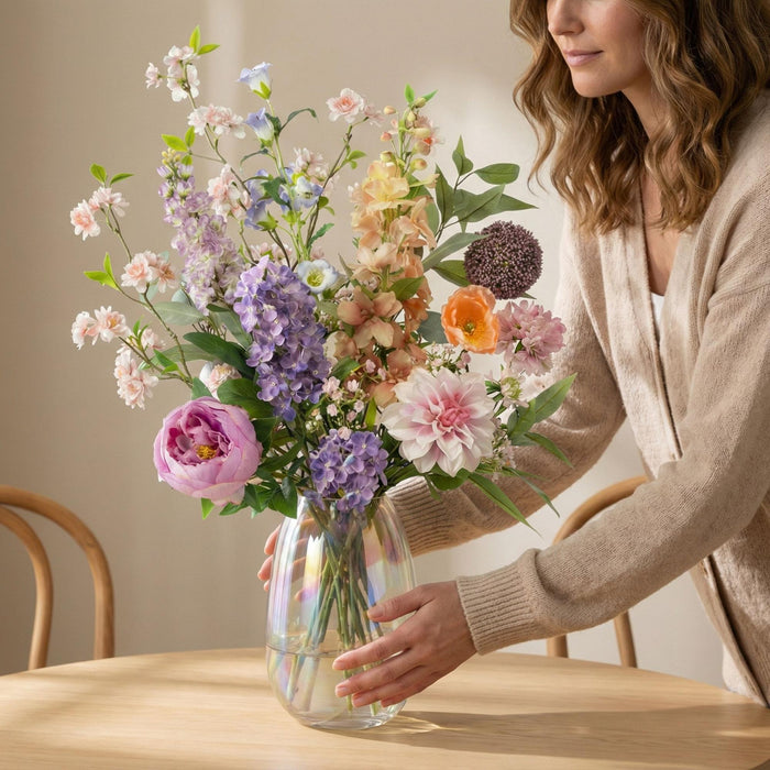 Kunstbloemen Boeket - Pastel Meadow Deluxe - Real Touch - 15 Stelen - ↕100 cm