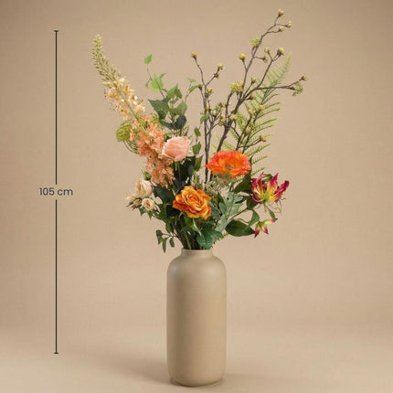 Kunstbloemen boeket - Amber Peach Deluxe - Real Touch - 12 stelen - ↕105 cm