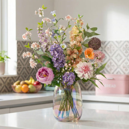 Kunstbloemen Boeket - Pastel Meadow Deluxe - Real Touch - 15 Stelen - ↕100 cm