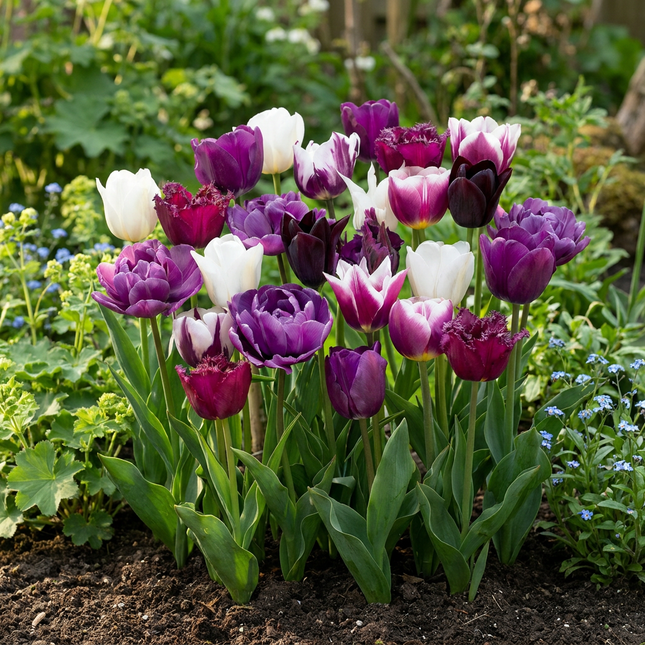 96x Tulipa Blueberry mix - Bloembollen - Bosbessenmix tulp - Diversen - Voorjaarsbloeier - Bolmaat 11/12
