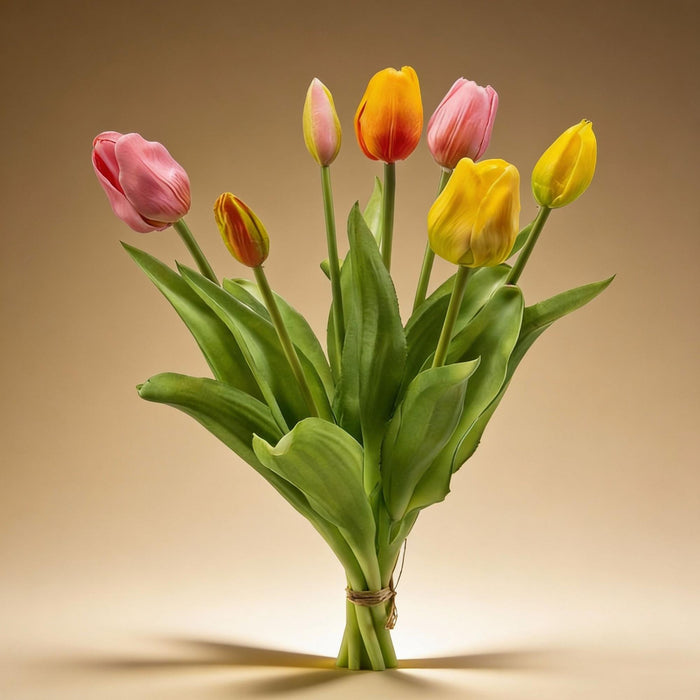 Tulip Bouquet - Cheerful Mix - ‘Real Touch’ Artificial Tulips - 7 stems - 42 cm