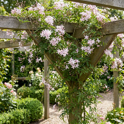 Jasminum stephanense - Roze jasmijn 4x - Roze - Klimplant - Ø9cm - ↕35cm