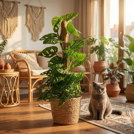 Monstera Andansonii Mosstok - Monkey Mask - met Mand - ↕90cm - Ø19cm