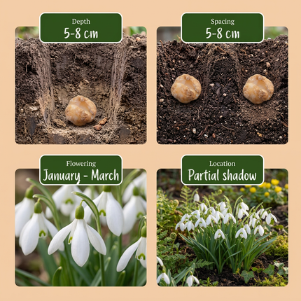 100x Galanthus Elwesii - Bloembollen - Grote sneeuwklokje - Wit - Voorjaarsbloeier - Bolmaat 5/6