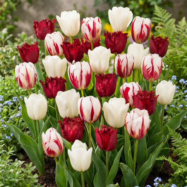 30x Tulipa Dutch Design - Bloembollen - Tulp Dutch Design - Roze en Wit - Voorjaarsbloeier - Bolmaat 11/12