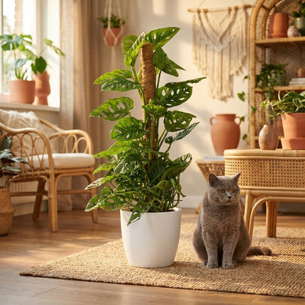 Monstera Andansonii Moss Pole - Monkey Mask - z białą doniczką - ↕90cm - Ø19cm