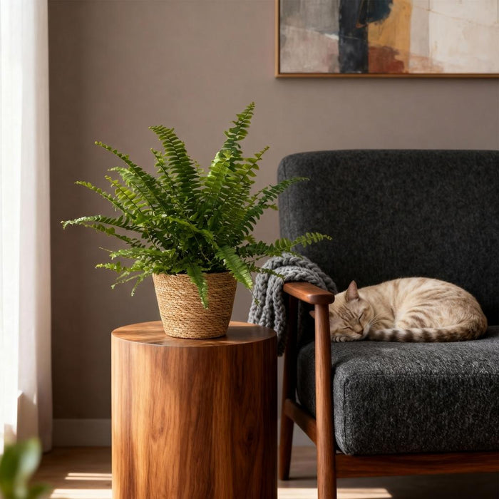 Nephrolepsis exaltata Green Lady - Varen - met Mand - ↕25cm - Ø12cm - 2x