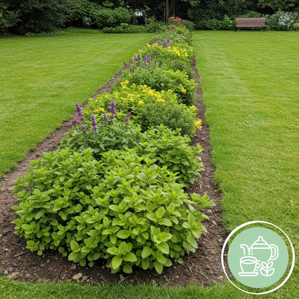 Borderpakket - Thee kruiden - 24 Vaste planten - 3 m2 - Diversen kleuren - Weinig Onderhoud - Ø11cm