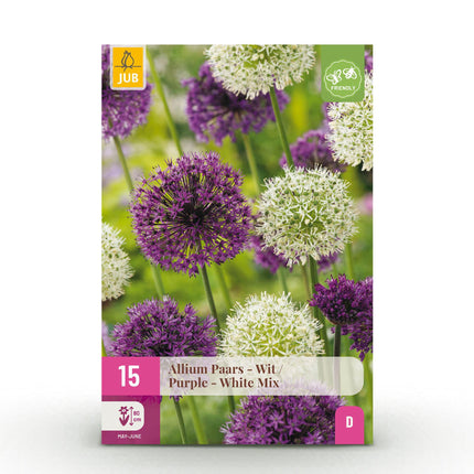 Bulbes d'Allium violet et blanc - Mélange violet et blanc - 15 bulbes - Calibre 10/12 - Paquet XXL