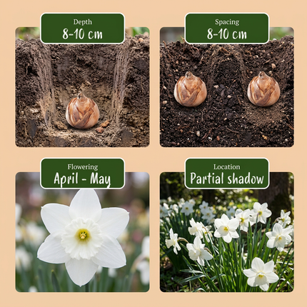 15x Narcissus Triandrus Thalia - Bloembollen - Engelennarcis - Wit - Voorjaarsbloeier - Bolmaat 10/12