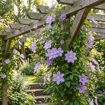 Clematis Justa - Bosrank 6x - Licht Blauw - Klimplant - Ø9cm - ↕35cm