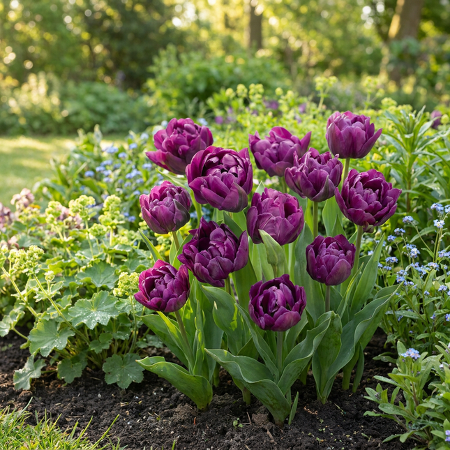 96x Tulipa Double Lilac - Bloembollen - Dubbele lila tulp - Paars - Voorjaarsbloeier - Bolmaat 11/12