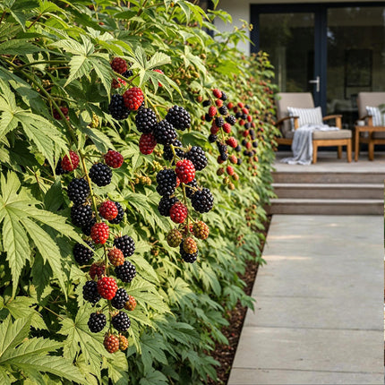 Immergrüne Brombeere (Rubus dornenlos, winterhart) – 3 Pflanzen – 9-cm-Topf